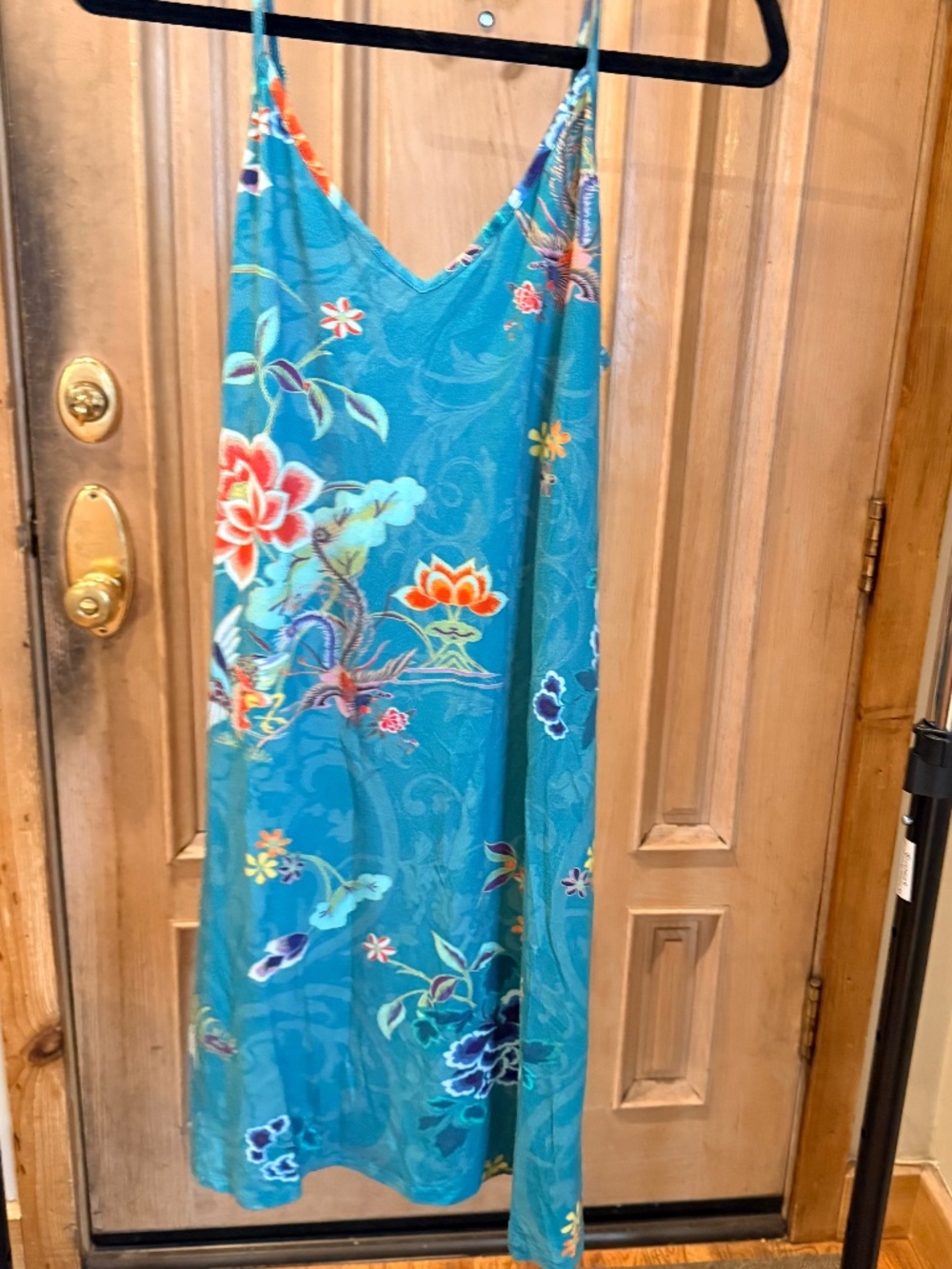 NWT- JOHNNY WAS VERDINO SLIP DRESS - SIZE M- BLUE FLORAL